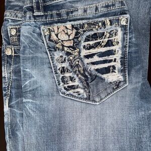 Women's Blue Embellished Jeans